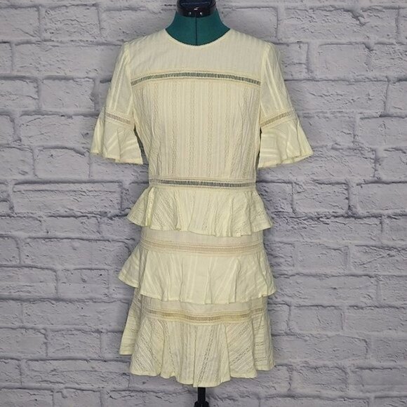 Allison New York Dresses & Skirts - ALLISON New York Womens Yellow Eyelet Lace Tiered Dress Sz SP